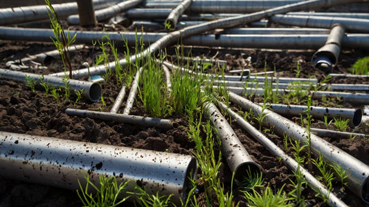 horsetail plants that are decomposing the aluminium pipes