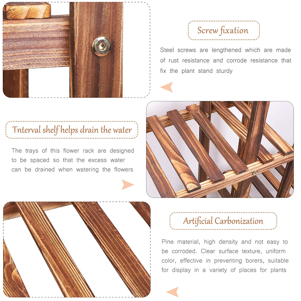 VelesRealm™ 6-stufiger Pflanzenständer – Holzdisplay für mehrere Pflanzen