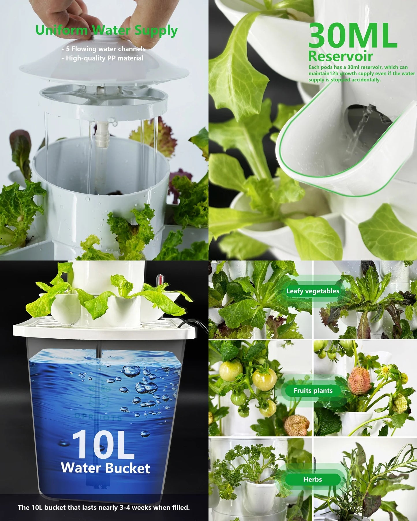 VelesRealm™ 45-Pod Hydroponic Tower – Vollspektrum-Wachstumslicht