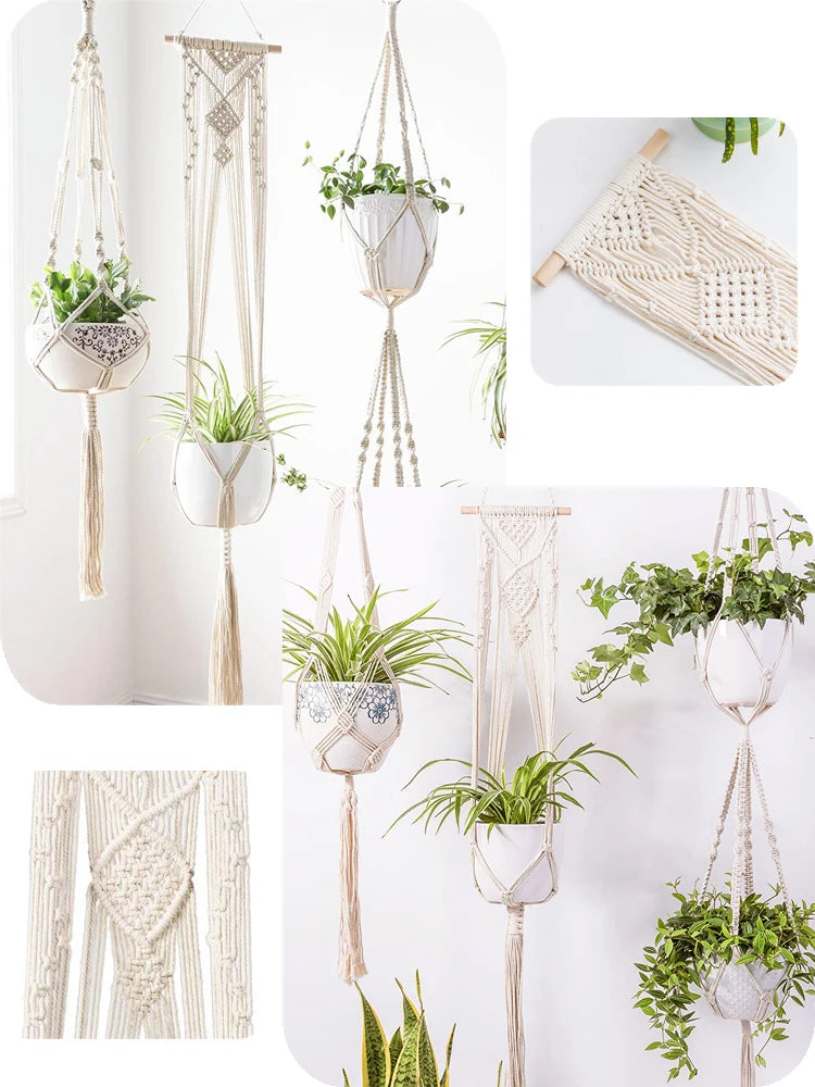 VelesRealm™ Makramee-Hängepflanzer – Boho-Baumwollseil-Dekor