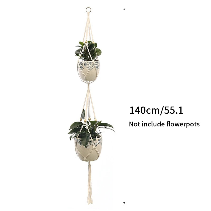 VelesRealm™ Makramee-Hängepflanzer – Boho-Baumwollseil-Dekor
