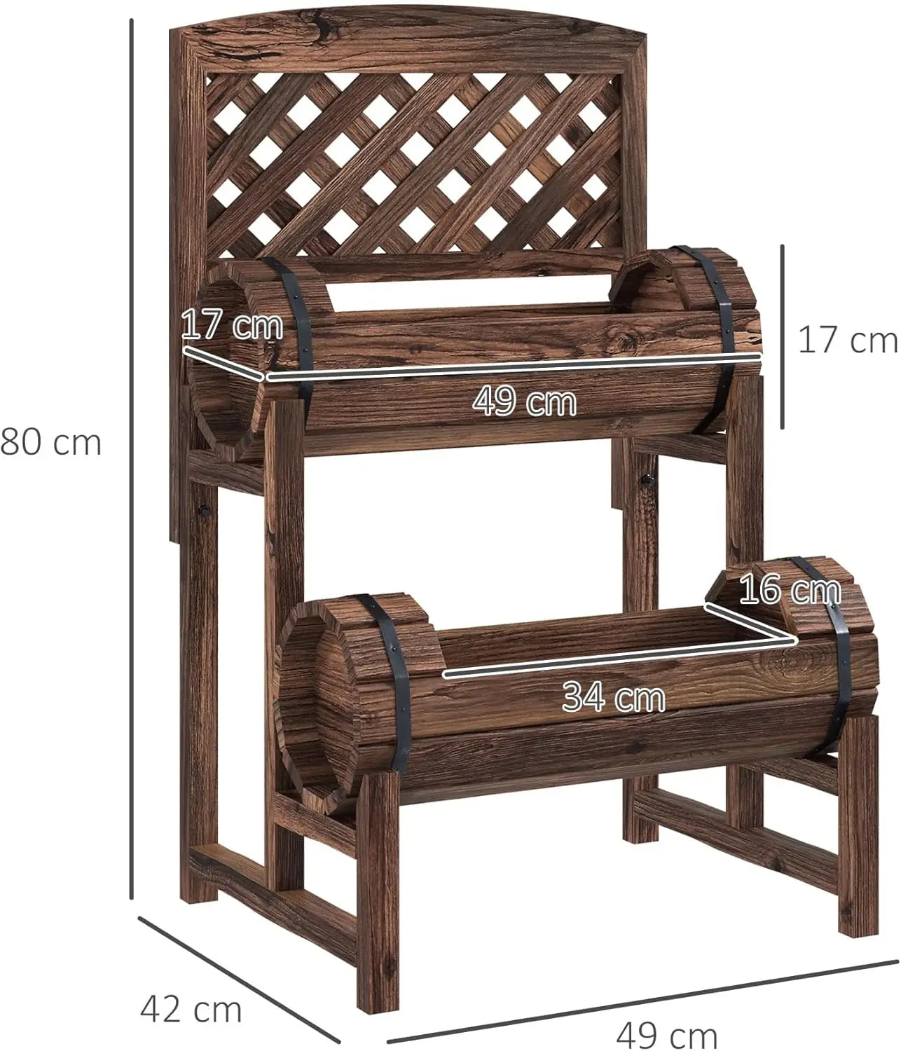 VelesRealm™ 2-stufiger Pflanzkübel aus Holz – Drainage, Gitter und Zylinder