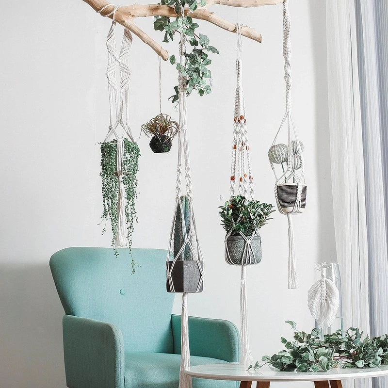 VelesRealm™ Makramee-Hängepflanzer – Boho-Baumwollseil-Dekor