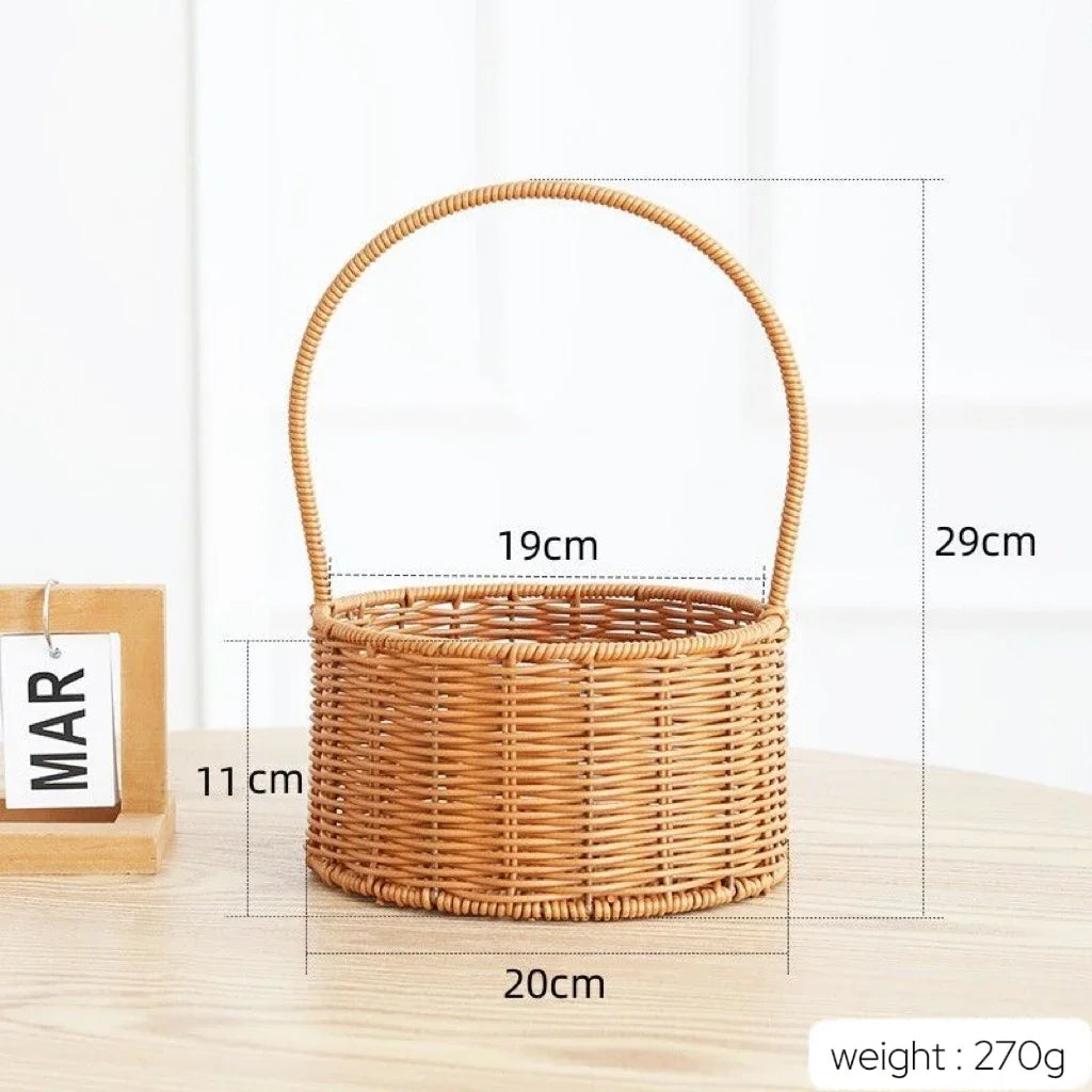 VelesRealm™ Blumenkorb im Rattan-Stil – handgewebt, vielseitig einsetzbar