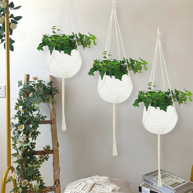 VelesRealm™ Makramee-Hängepflanzer – Boho-Baumwollseil-Dekor