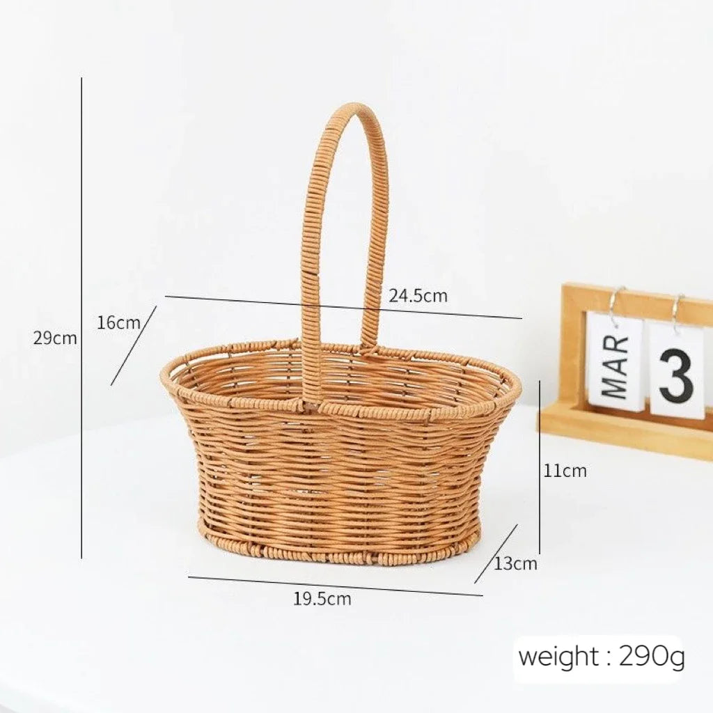 VelesRealm™ Blumenkorb im Rattan-Stil – handgewebt, vielseitig einsetzbar