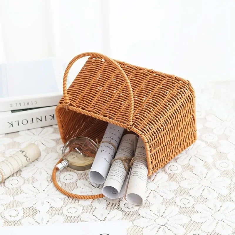 VelesRealm™ Blumenkorb im Rattan-Stil – handgewebt, vielseitig einsetzbar