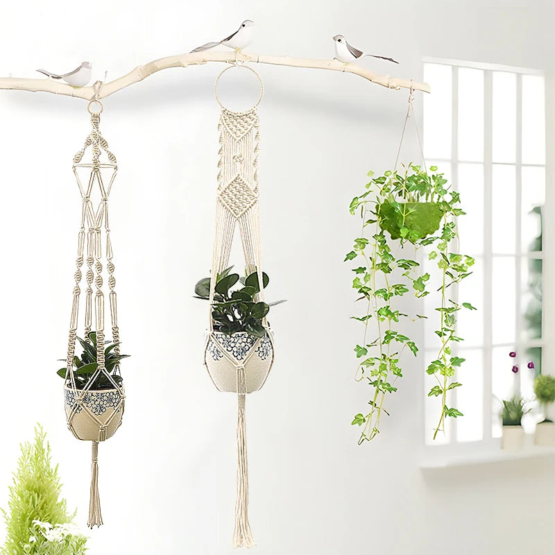 VelesRealm™ Makramee-Hängepflanzer – Boho-Baumwollseil-Dekor