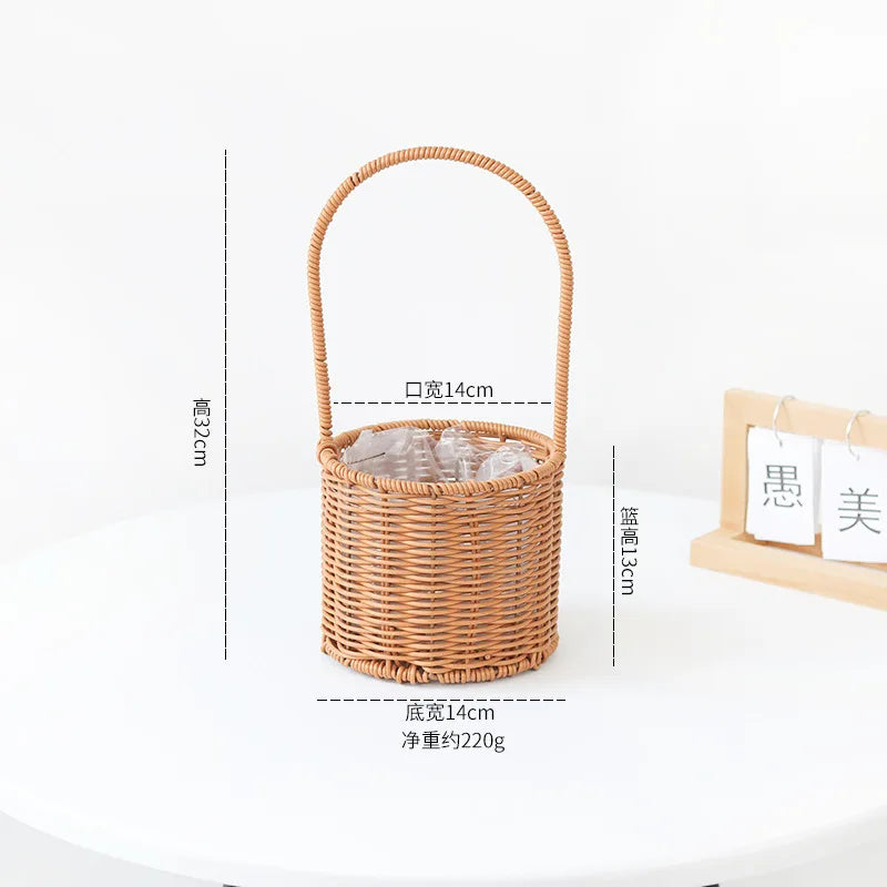 VelesRealm™ Blumenkorb im Rattan-Stil – handgewebt, vielseitig einsetzbar