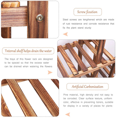 VelesRealm™ 6-stufiger Pflanzenständer – Holzdisplay für mehrere Pflanzen