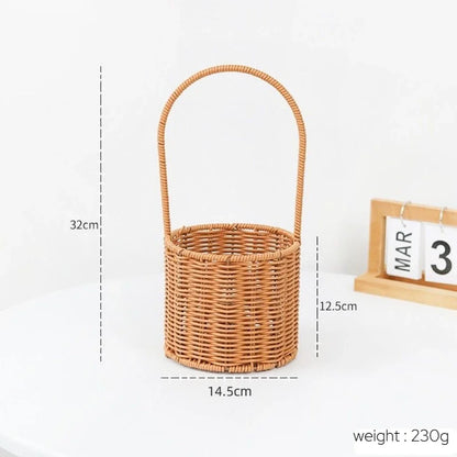 VelesRealm™ Blumenkorb im Rattan-Stil – handgewebt, vielseitig einsetzbar