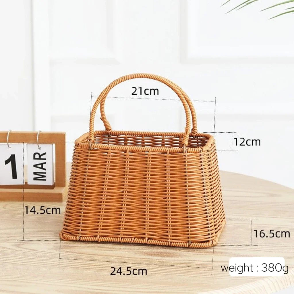 VelesRealm™ Blumenkorb im Rattan-Stil – handgewebt, vielseitig einsetzbar
