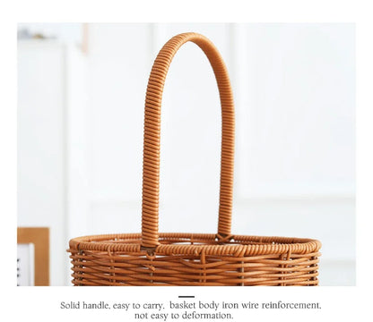 VelesRealm™ Blumenkorb im Rattan-Stil – handgewebt, vielseitig einsetzbar