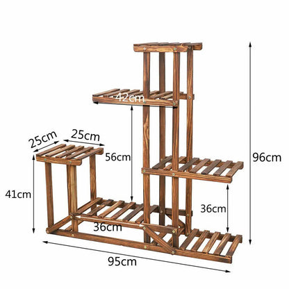 VelesRealm™ 6-stufiger Pflanzenständer – Holzdisplay für mehrere Pflanzen