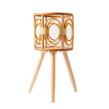 VelesRealm™ Rattan-Pflanzenständer – Display aus geflochtenem Holz