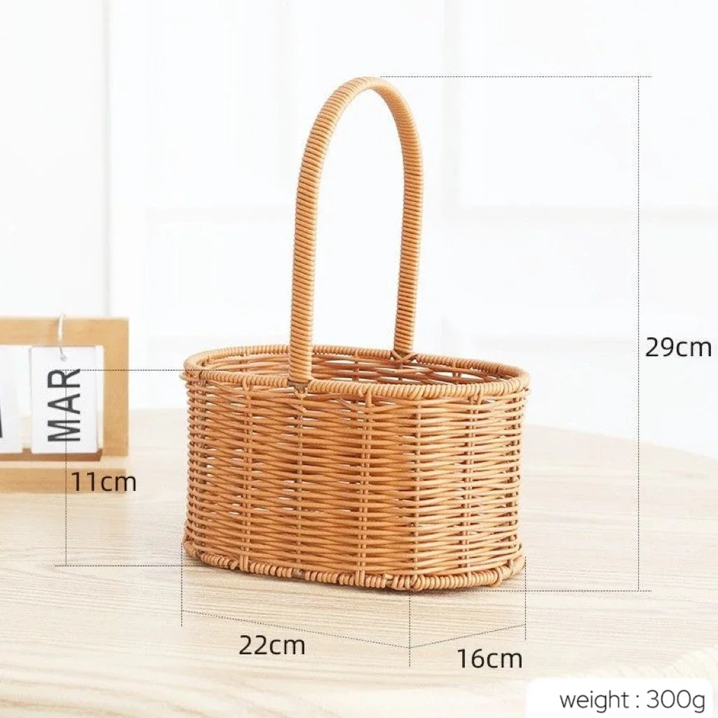 VelesRealm™ Blumenkorb im Rattan-Stil – handgewebt, vielseitig einsetzbar