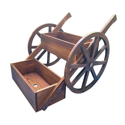 VelesRealm™ Pflanzwagen aus Holz – Rustikaler Blumenwagen