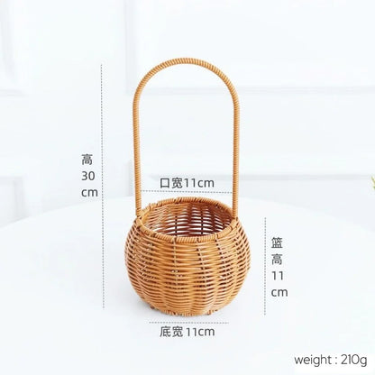 VelesRealm™ Blumenkorb im Rattan-Stil – handgewebt, vielseitig einsetzbar