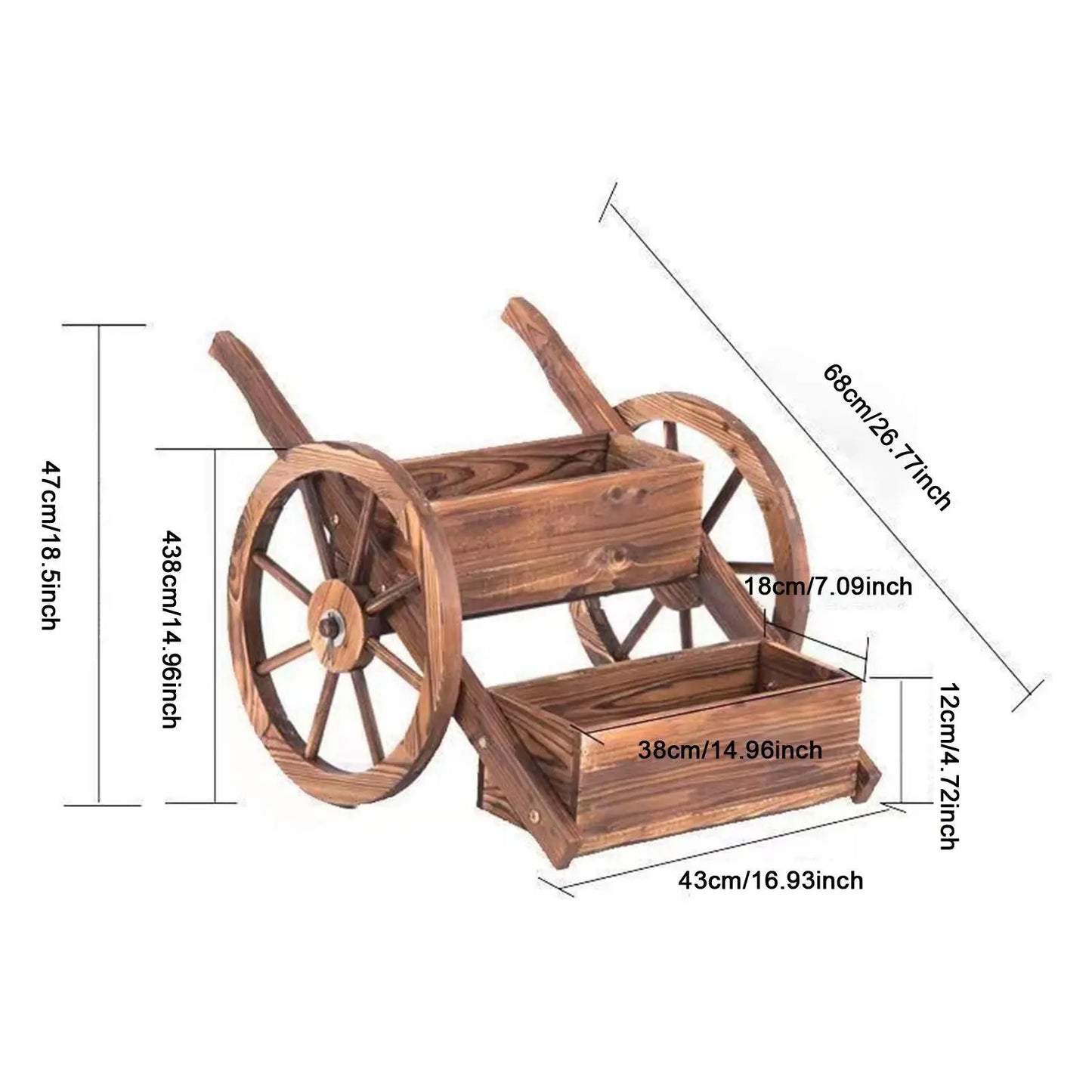 VelesRealm™ Pflanzwagen aus Holz – Rustikaler Blumenwagen