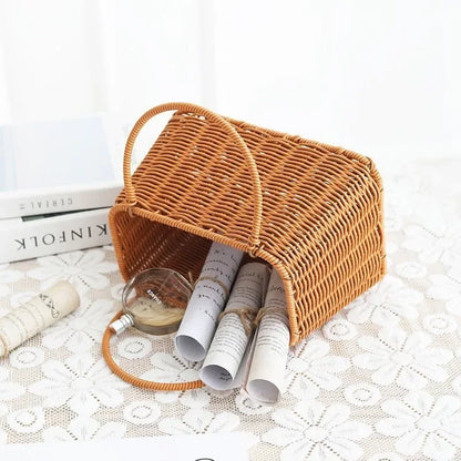 VelesRealm™ Blumenkorb im Rattan-Stil – handgewebt, vielseitig einsetzbar
