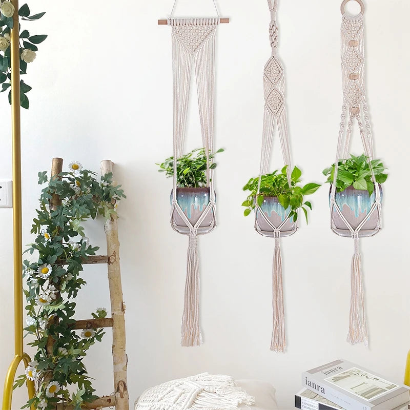 VelesRealm™ Makramee-Hängepflanzer – Boho-Baumwollseil-Dekor