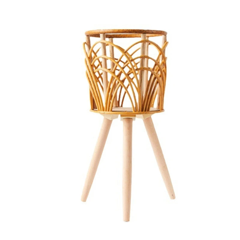 VelesRealm™ Rattan-Pflanzenständer – Display aus geflochtenem Holz