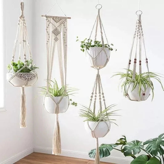 VelesRealm™ Makramee-Hängepflanzer – Boho-Baumwollseil-Dekor