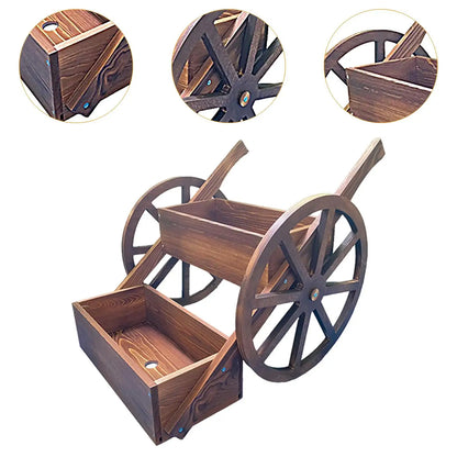 VelesRealm™ Pflanzwagen aus Holz – Rustikaler Blumenwagen